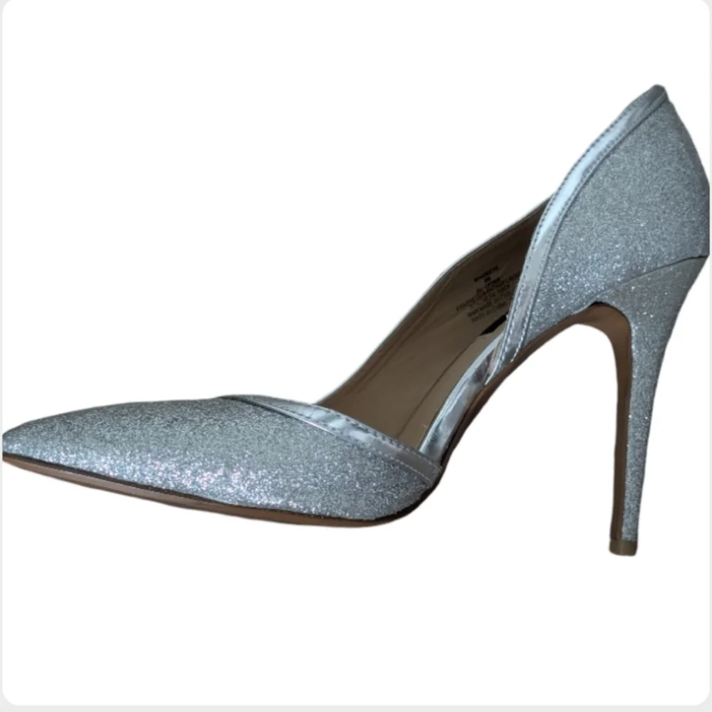 Steven by Steve Madden Whiskey Silver Glitter D'Orsay Pointed Toe Heels Size 9